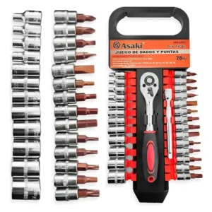 Jdo Dado-Punta 1/4" Ask-04952 Asaki (28 Pzas) Kk